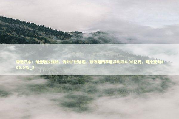 零跑汽车：销量增长强劲，海外扩张加速，预测第四季度净利润4.00亿元，同比变动400.0%_2